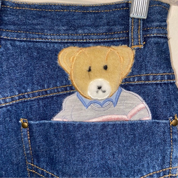 Vintage Together Jeans Womens 26” Waist Embroidered Teddy Bear Denim Mom 80s - Picture 9 of 11